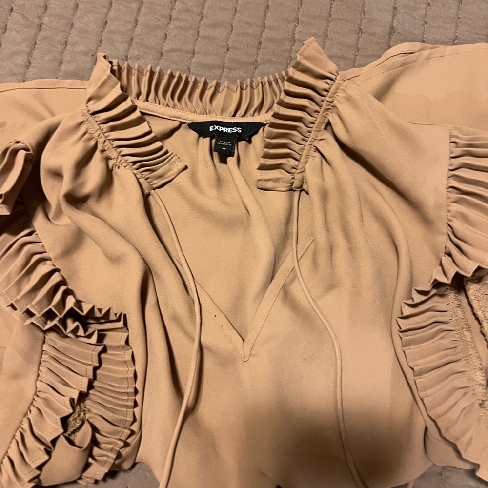 Express tan sleeveless ruffled top- size M